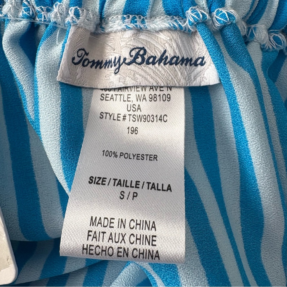 TOMMY BAHAMA NWT Palm Party Stiped Off the Shoulder Ruffle Midi Dress Size Small - Picture 9 of 11